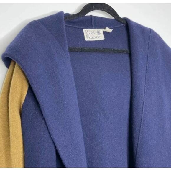 Field Flower Wool Colorblock Navy and Gold Hoodie Sweater Jacket Medium - Picture 3 of 3